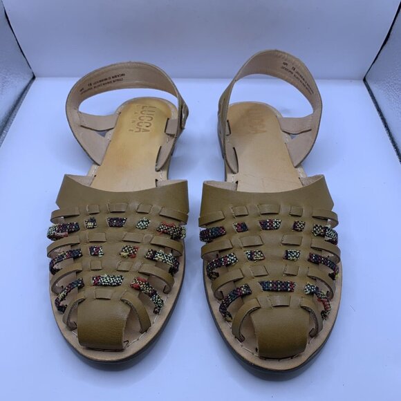 Lucca Lane Womens Hope Tan Leather Sandals Shoes size 11M D20 - Picture 2 of 8